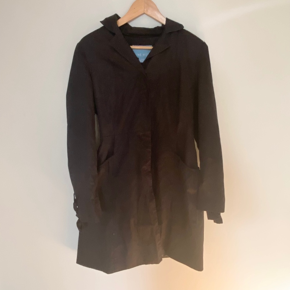 Black Nine West Vintage Trench Coat Size Medium